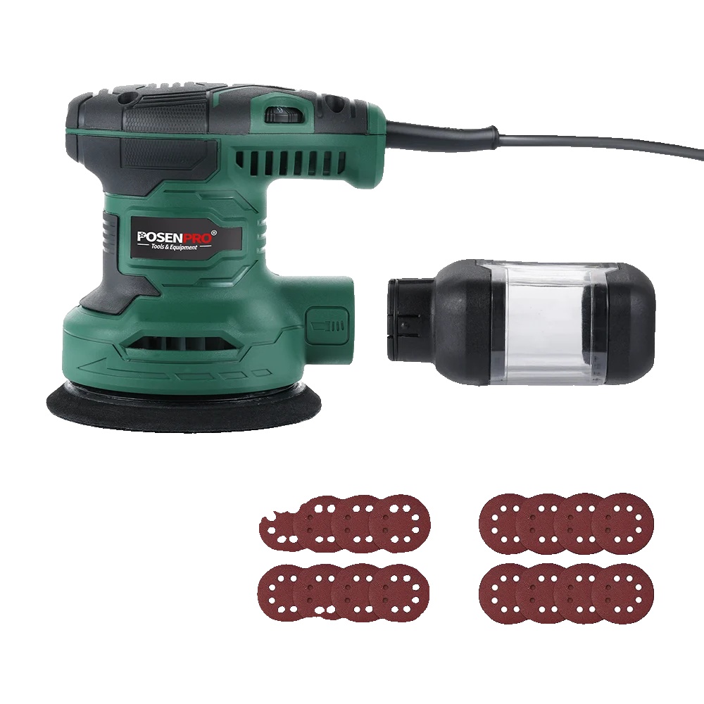 Elektrischer Exzenterschleifer, 300w Leistung, 125mm Schleifpad, 7000-13000 U/min Geschwindigkeit, 2mm Exzenterdurchmesser, Variable
