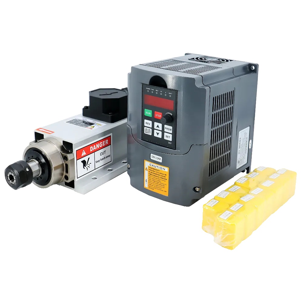 Luftgekühlter Cnc-spindelmotor, 1,5kw/2,2kw, 24000 U/min Hochgeschwindigkeit, Verbindungsbox Hy Vfd, 1.5kw 220v