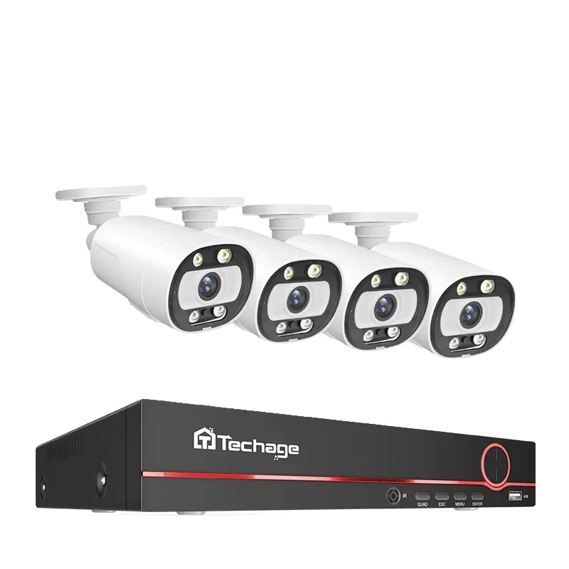 Cctv-kamerasystem, 5mp Auflösung, Ki-menschenerkennung, 8ch Nvr 4 Kamera, 1t