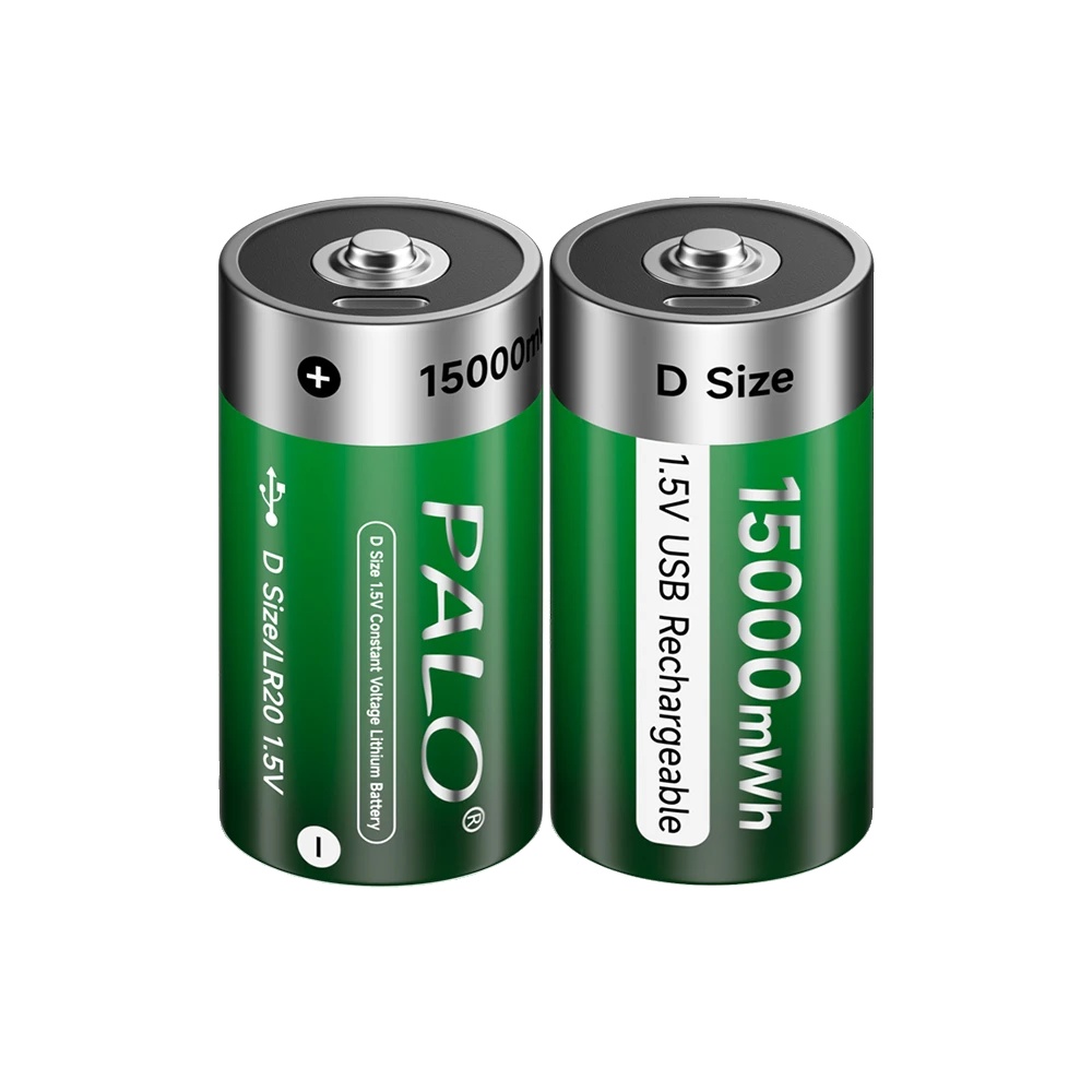 D-größe Lithium-ionen-batterie, 15000mwh Kapazität, Usb-ladung, 2pcs Batterie
