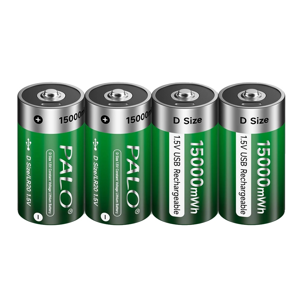 D-größe Lithium-ionen-batterie, 15000mwh Kapazität, Usb-ladung, 4pcs Batterie