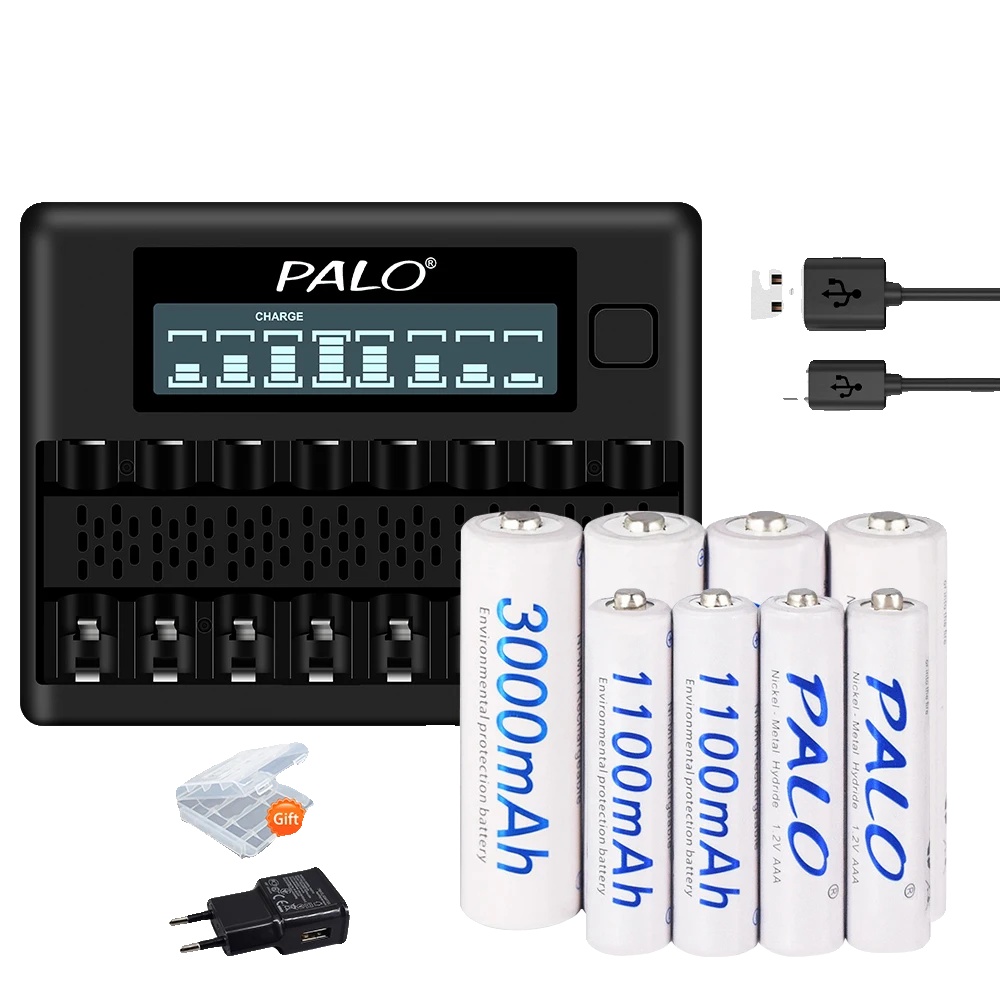 Wiederaufladbares Batterien-set, 1,2v Ni-mh, Lcd-display-ladegerät Enthalten, 4aa 4aaa Und Ladegerät