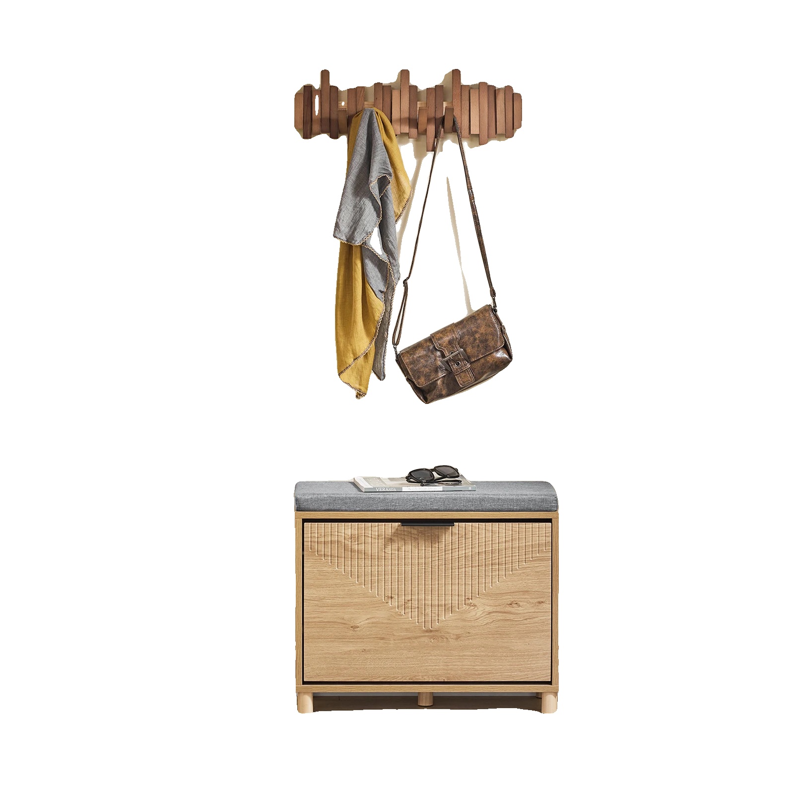 Schuhregal, Stilvolles Modernes Design, Robuste Holzbauweise, Sonoma-eiche + Grau