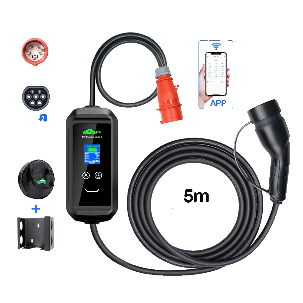 Ev-ladegerät, 11 Kw Schnellladung, Einstellbare Stromstärken, Schwarz, Type2