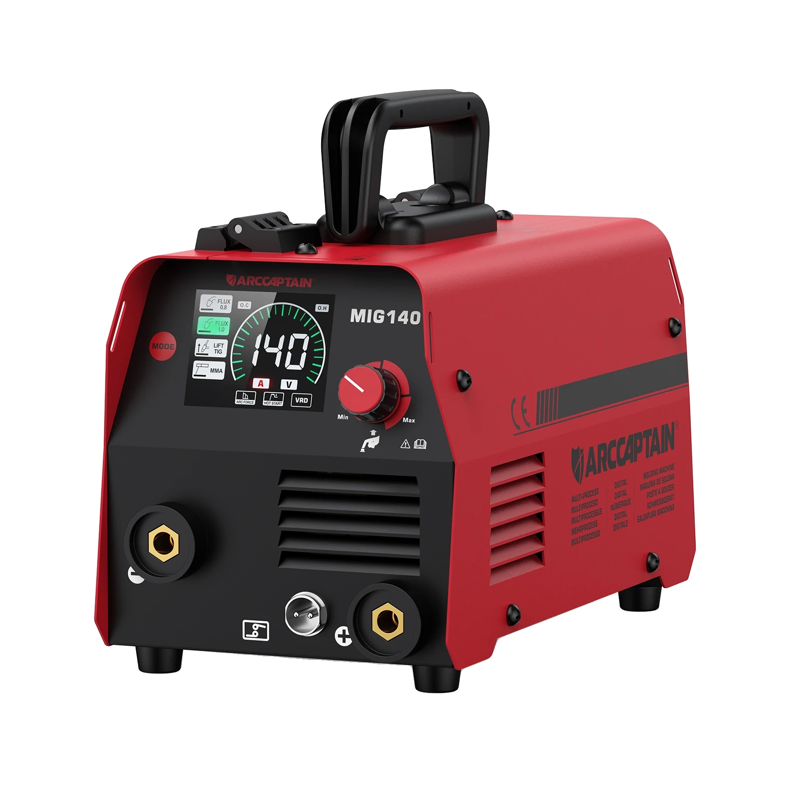 Mig-schweißmaschine, 3-in-1-funktionalität, 10-gang-drahtvorschub, Abmessungen 29x15x16,5cm, Gewicht 6kg, Ce/fcc/rohs-zertifiziert
