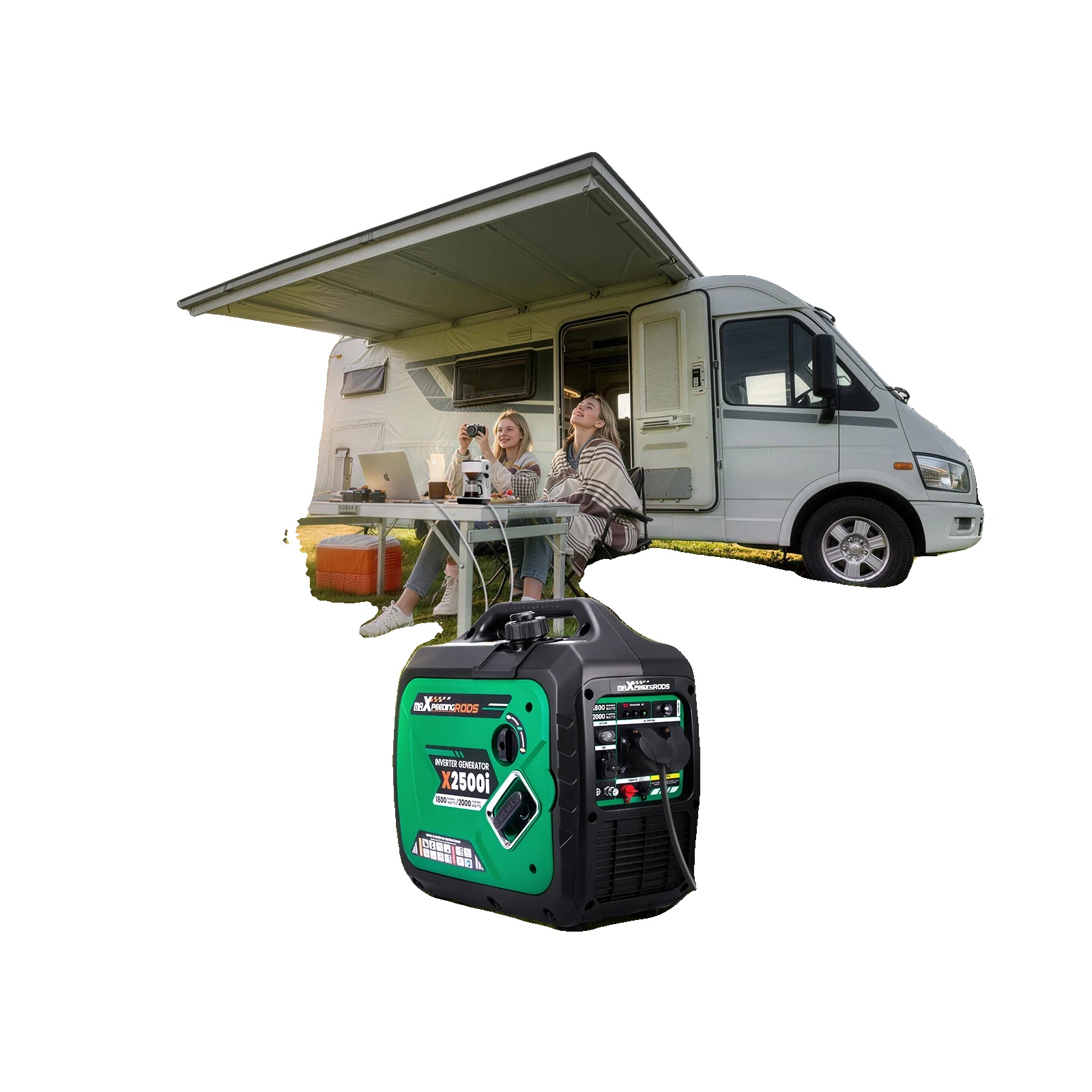 Inverter Generator, Spitzenleistung: 2000w, Nennleistung: 1800w, Kraftstoffart: Benzin, Abmessungen: 46 X 29 X 45,5 Cm, Leiser Betrieb 60db