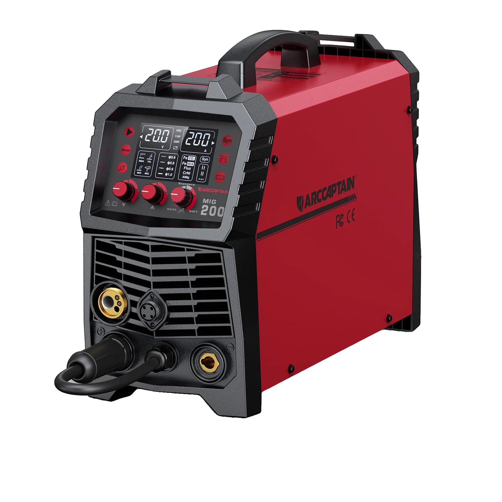 Mig-schweißmaschine, 220v, 200a, 6-in-1-funktionalität, Abmessungen 20,9"x8,5"x16,1", Gewicht 15 Kg
