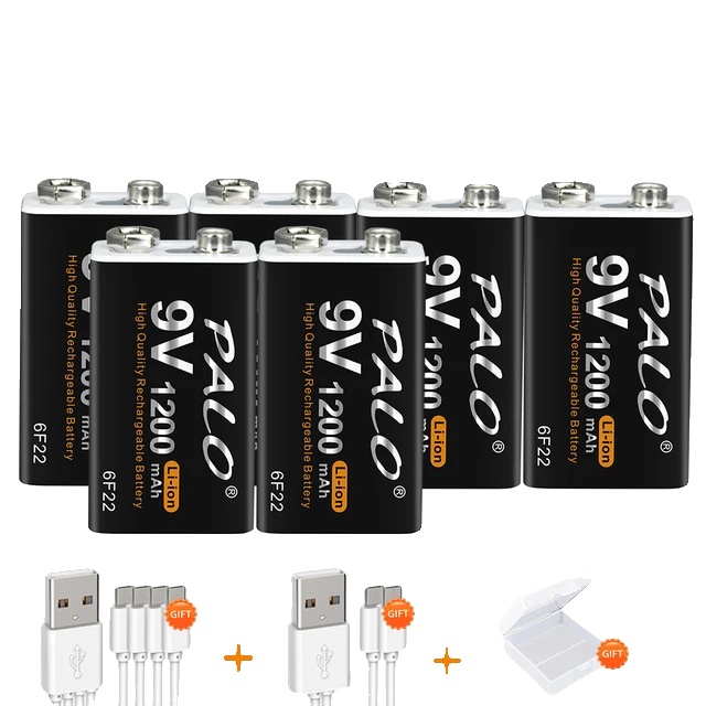 Lithium-ionen-batterie, 1200mah Kapazität, Micro Usb Wiederaufladbar, 9v-b, Polen-b, 6stück