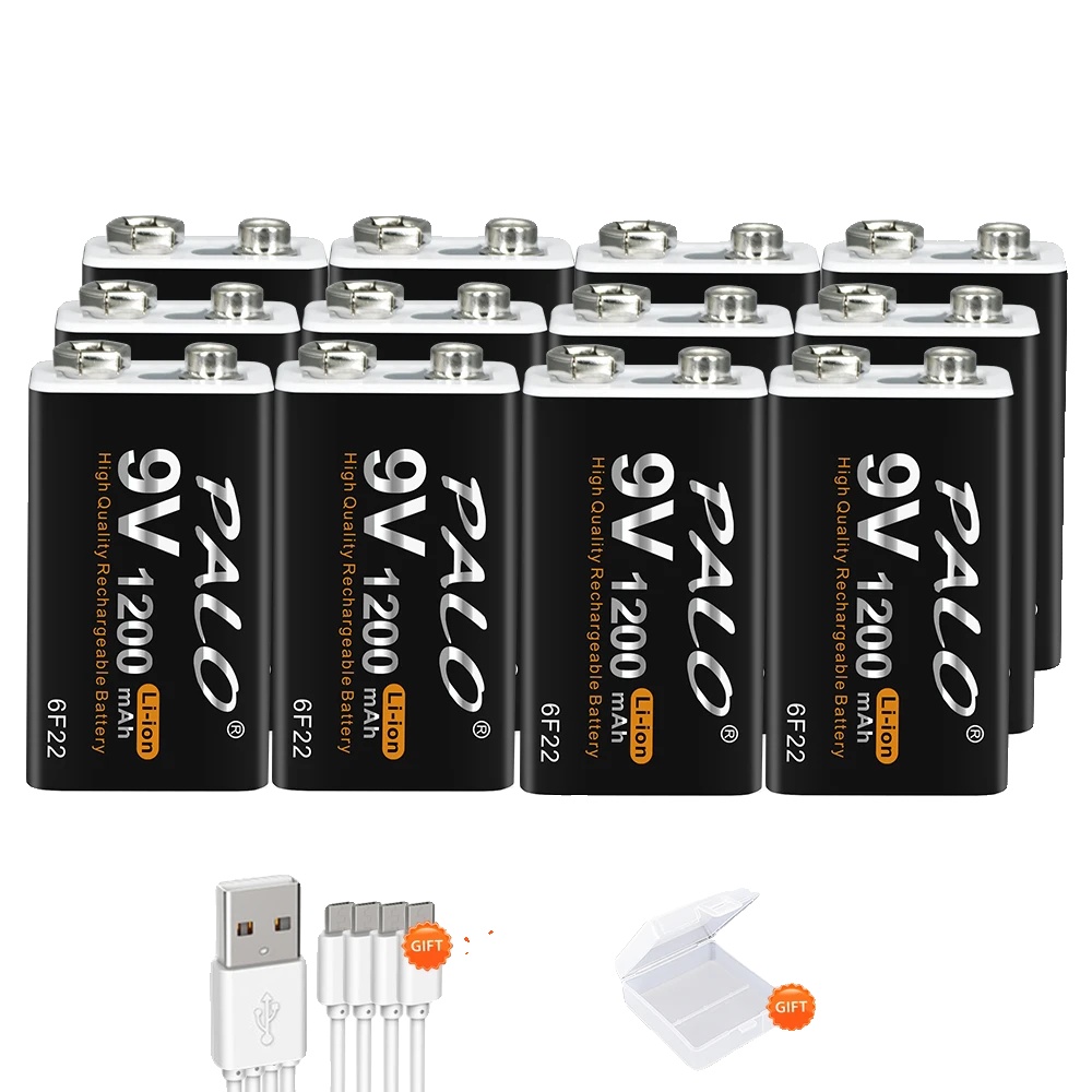Wiederaufladbare 9v-batterie, 1200mah Kapazität, Micro-usb-ladung, 12 Stück