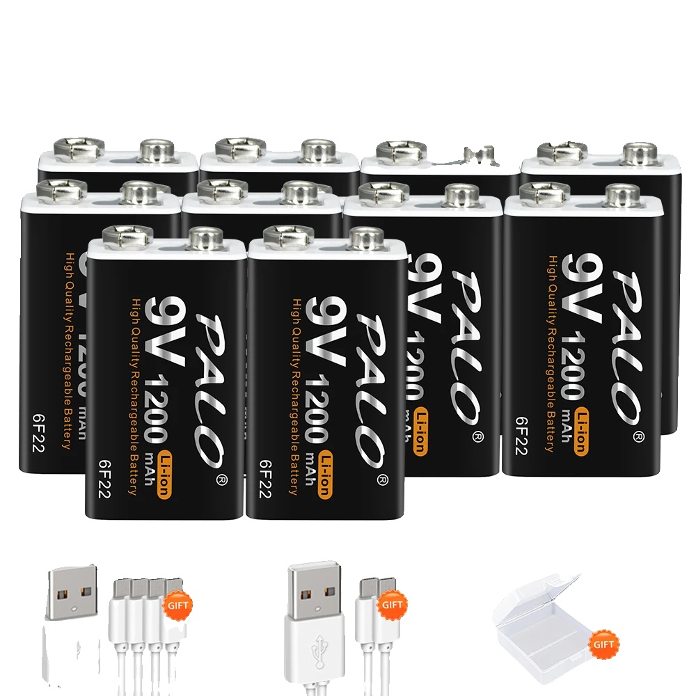 Wiederaufladbare 9v-batterie, 1200mah Kapazität, Micro-usb-ladung, 10 Stück