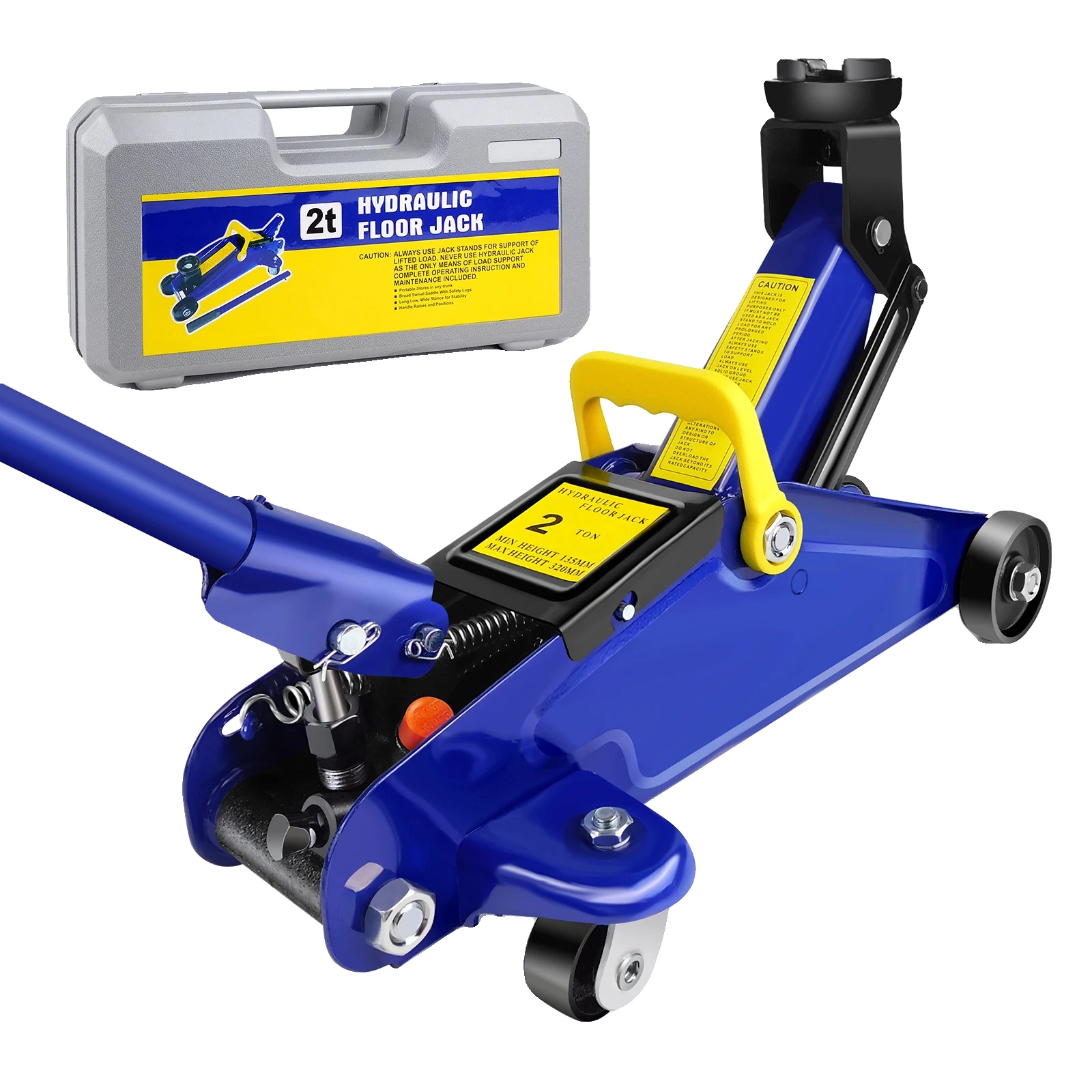 Wagenheber, 2 Tonnen Hebekapazität, Verstellbare Höhe, Floorjack-blau2