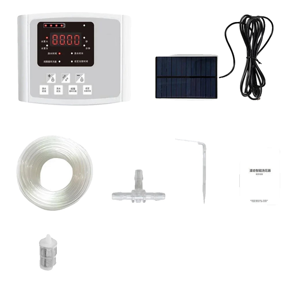 Auto Tropfbewässerungssystem, Solarbetrieben, Programmierbarer Timer, Graue Einzelpumpe 10m