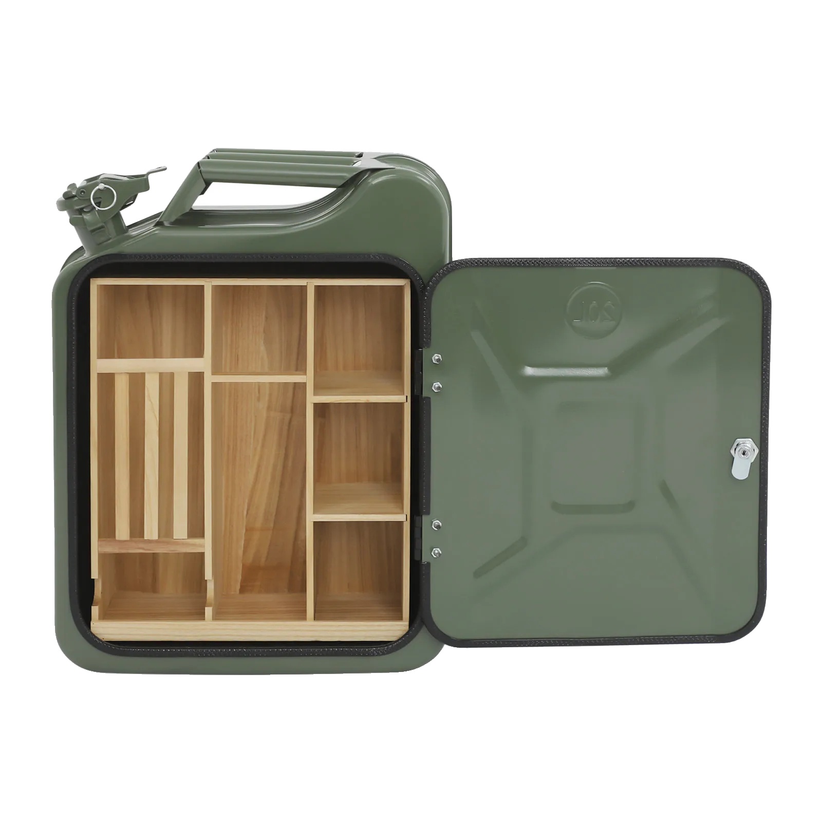 Tragbare Jerrycan Whiskey Bar, Robustes Design, Effiziente Lagerung, Grün