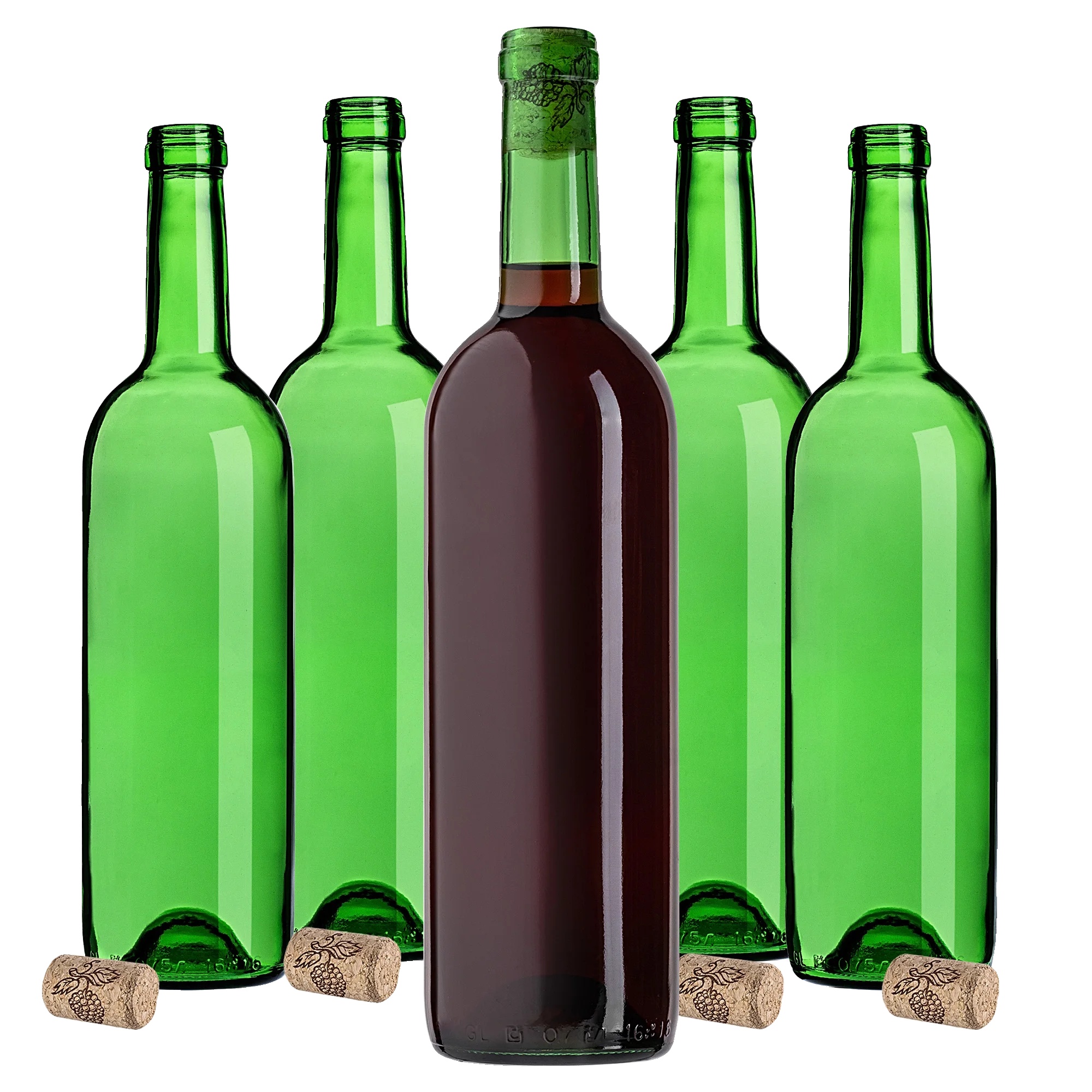 Weinflasche, 750ml Fassungsvermögen, Glasmaterial, Korken, Höhe 30cm, Packung Mit 30