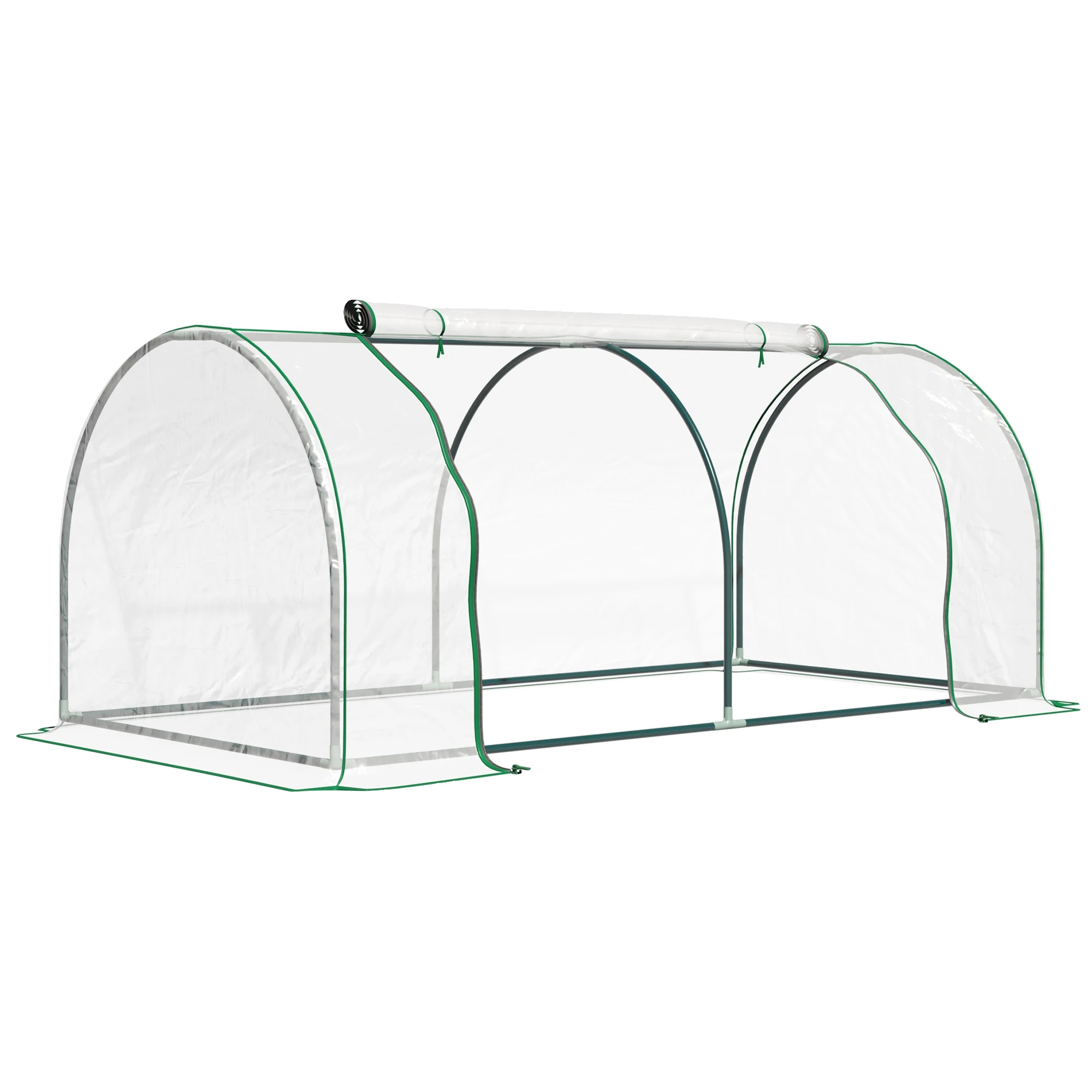 Tunnelgewächshaus, Stahlrahmen, Transparente Pvc-abdeckung, Armeegrün