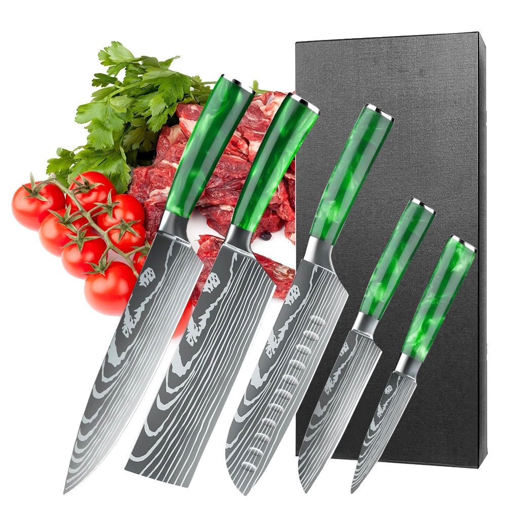 Küchenmesser Set, Hochwertiger Kohlenstoff-edelstahl, Präzisionsklingen, 5pcs