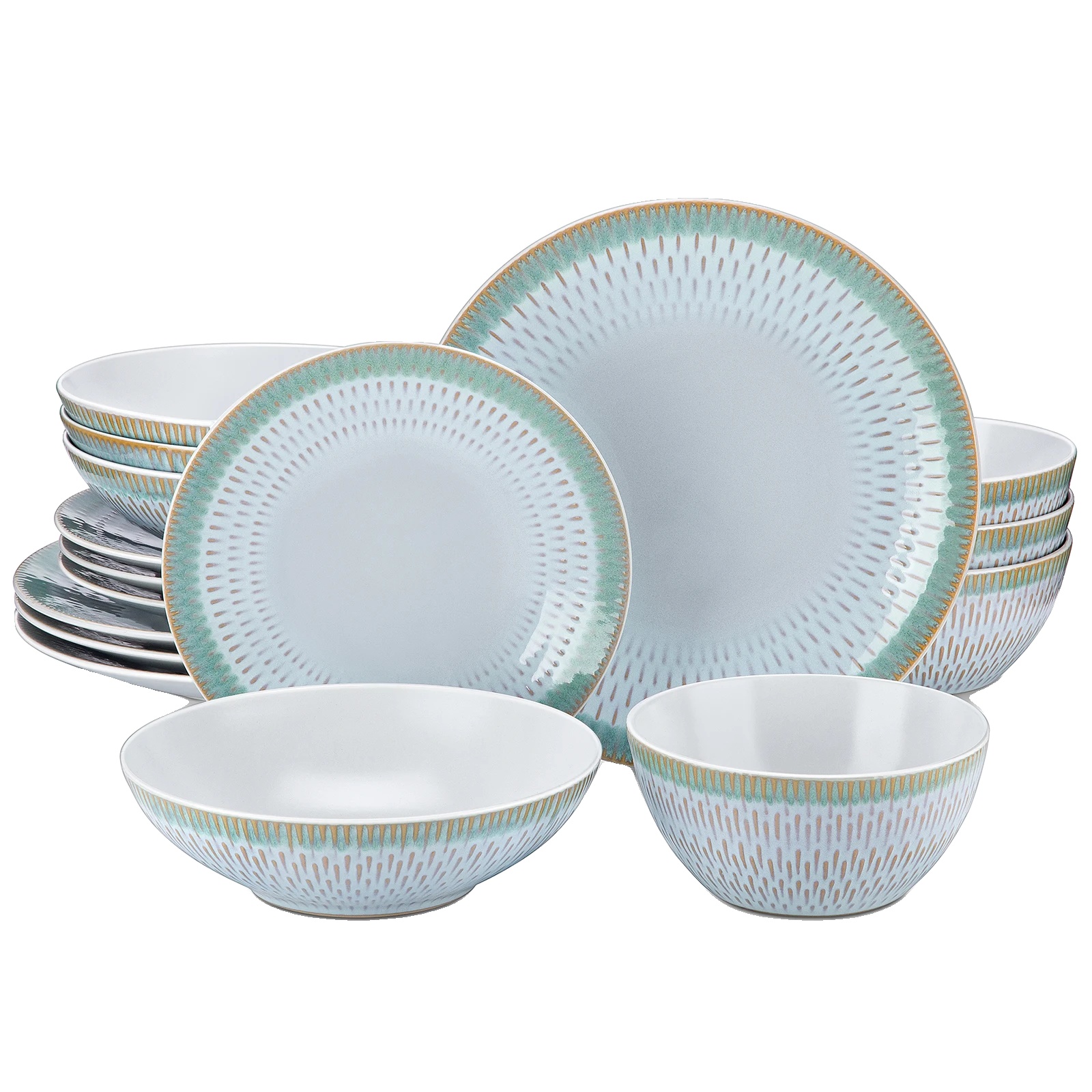 Geschirrset, Elegantes Design, Langlebiges Material, 16 Pcs
