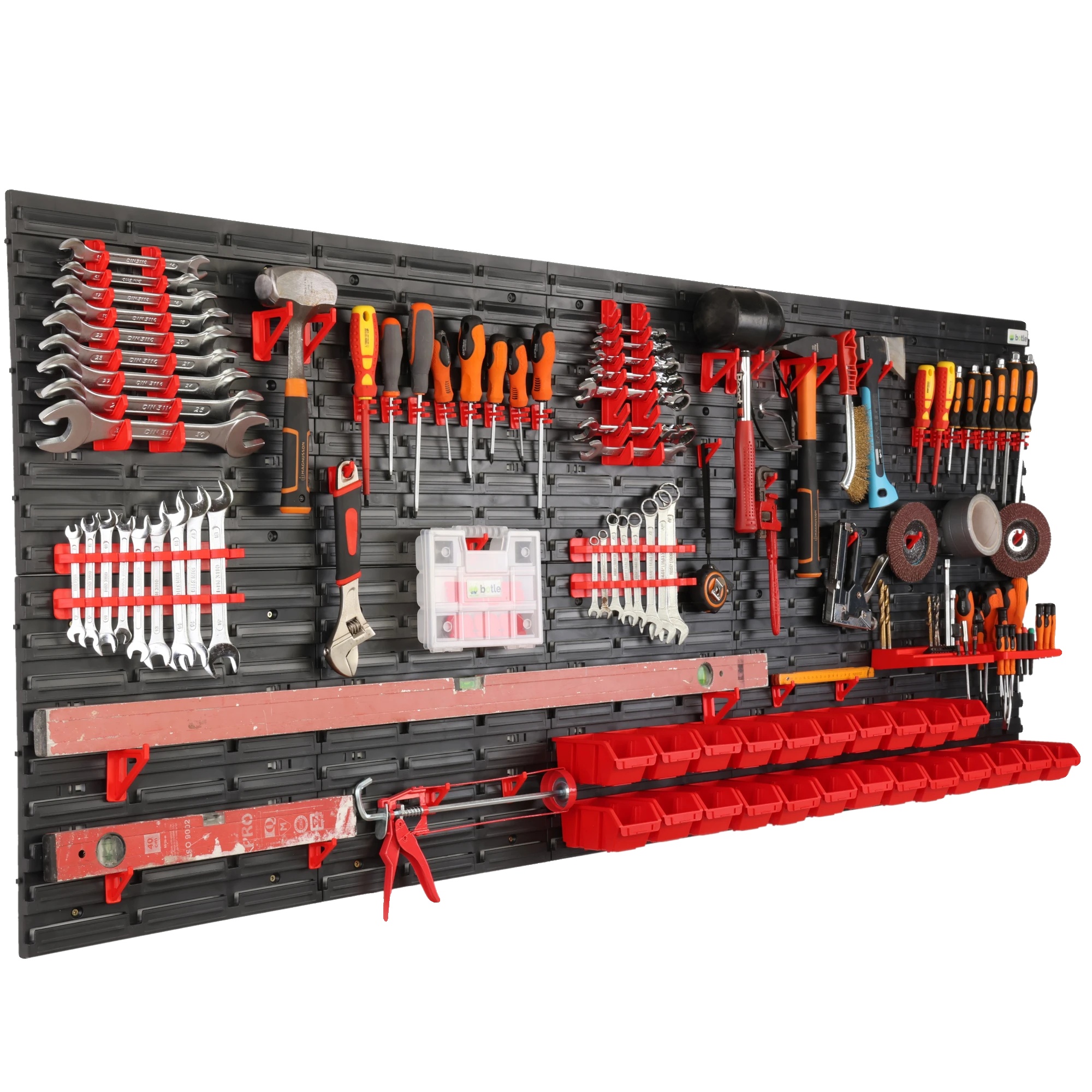 Werkzeugwandplatte, Stahlmaterial, 200x80 Cm Abmessungen, Tragfähigkeit 150 Kg, Pulverbeschichtete Oberfläche, Kompatibel Für Garage Und