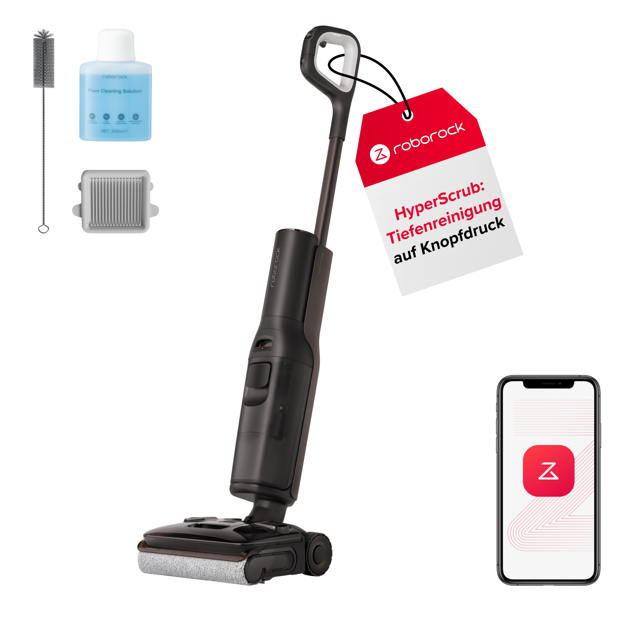 Roborock F25 Pro Turbo Nass-trocken-staubsauger – Hyperscrub Tiefenreinigung, Jawscrapers® Verhedderungsfrei, Flatreach® 2.0, Selbstreinigung 95°c
