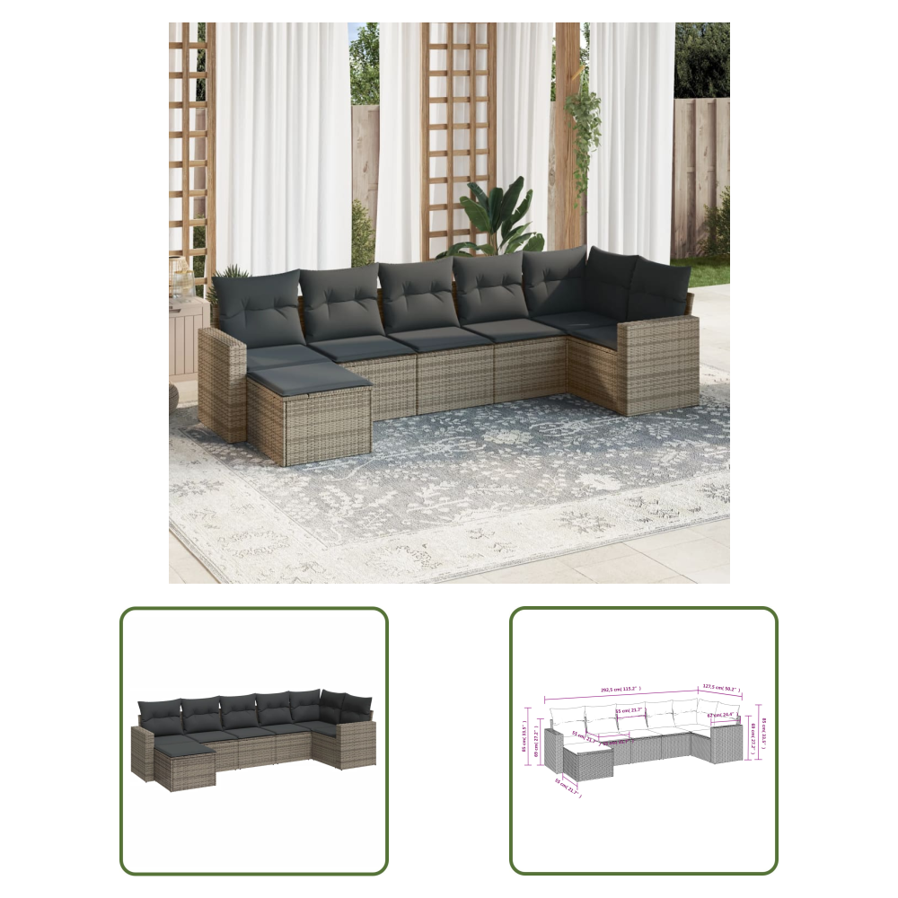 Teenpull – Outdoor-sofagarnitur 7 Stk. Natur Massivholz Akazie
