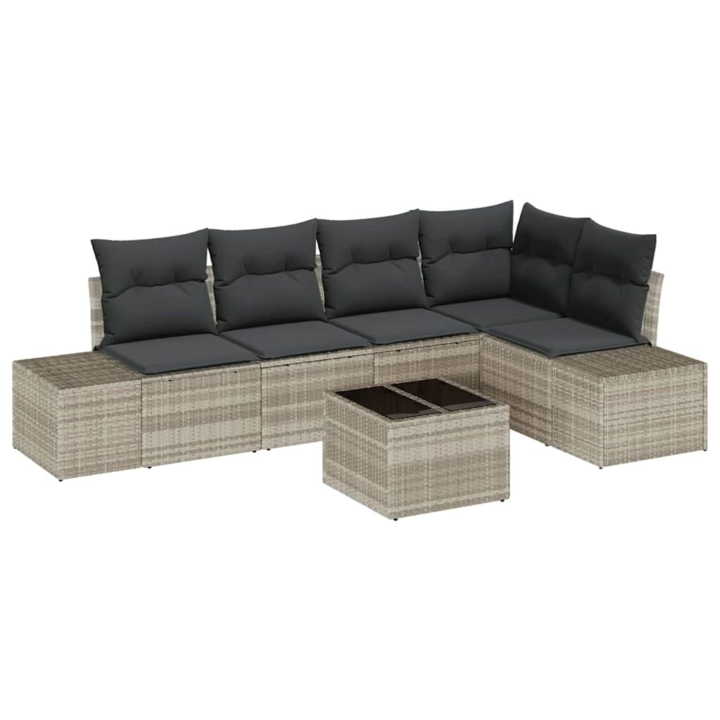 Terrassensofa - Gartensofa-set 6 Pcs Hellgrau Poly-rattan