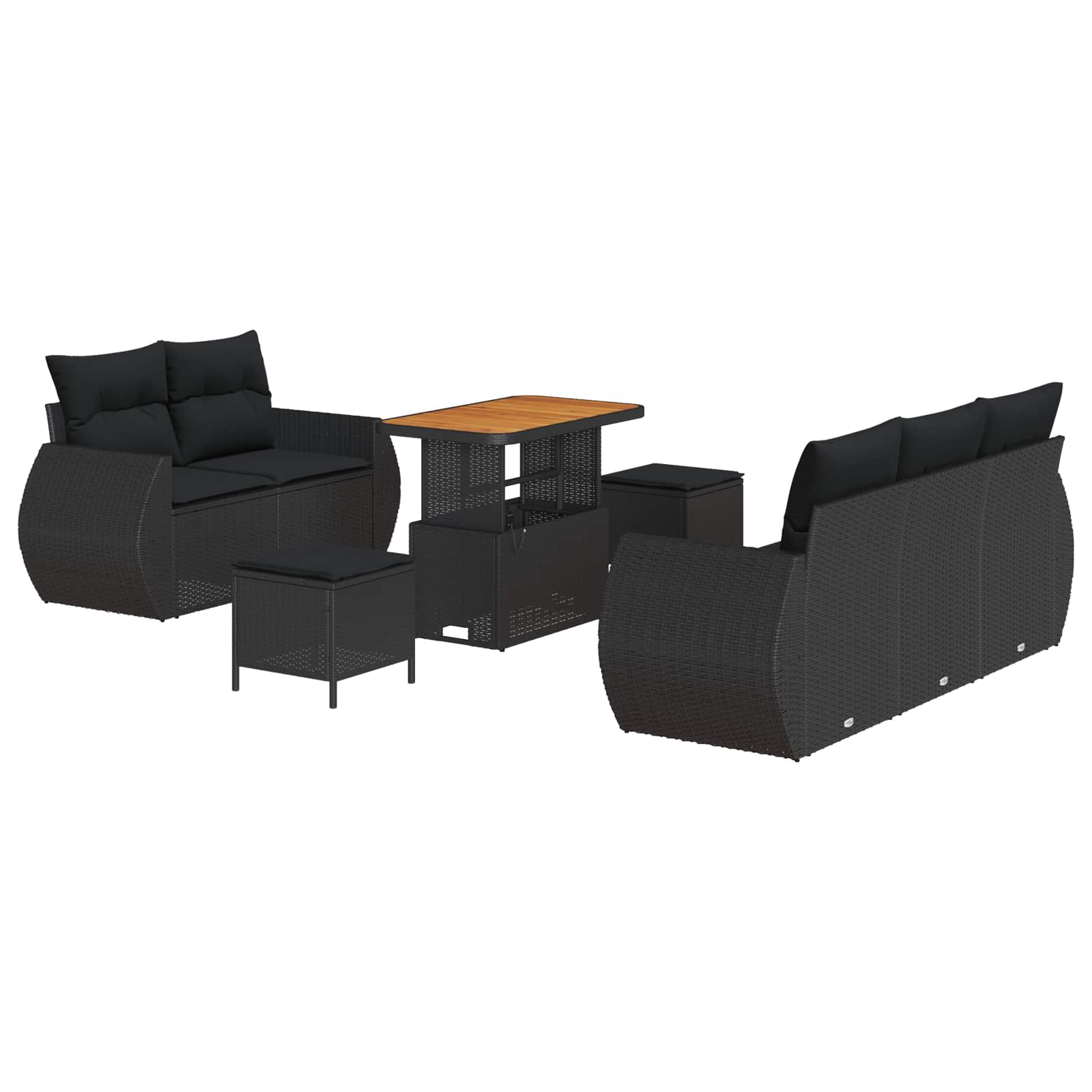 Maison Exclusive - Gartensofa-set 8 Stk. 5-sitzanzahl Schwarz Pol