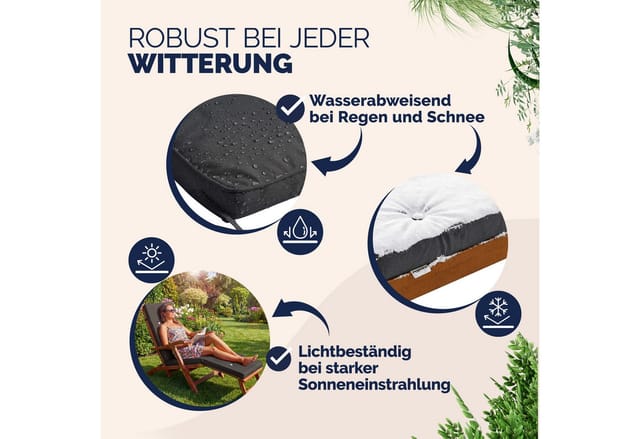 Detex Liegenauflagen Leinenoptik 8 Knöpfe Rückhalteband Auflagen Liege Polster Kissen Liegestuhl Anthrazit