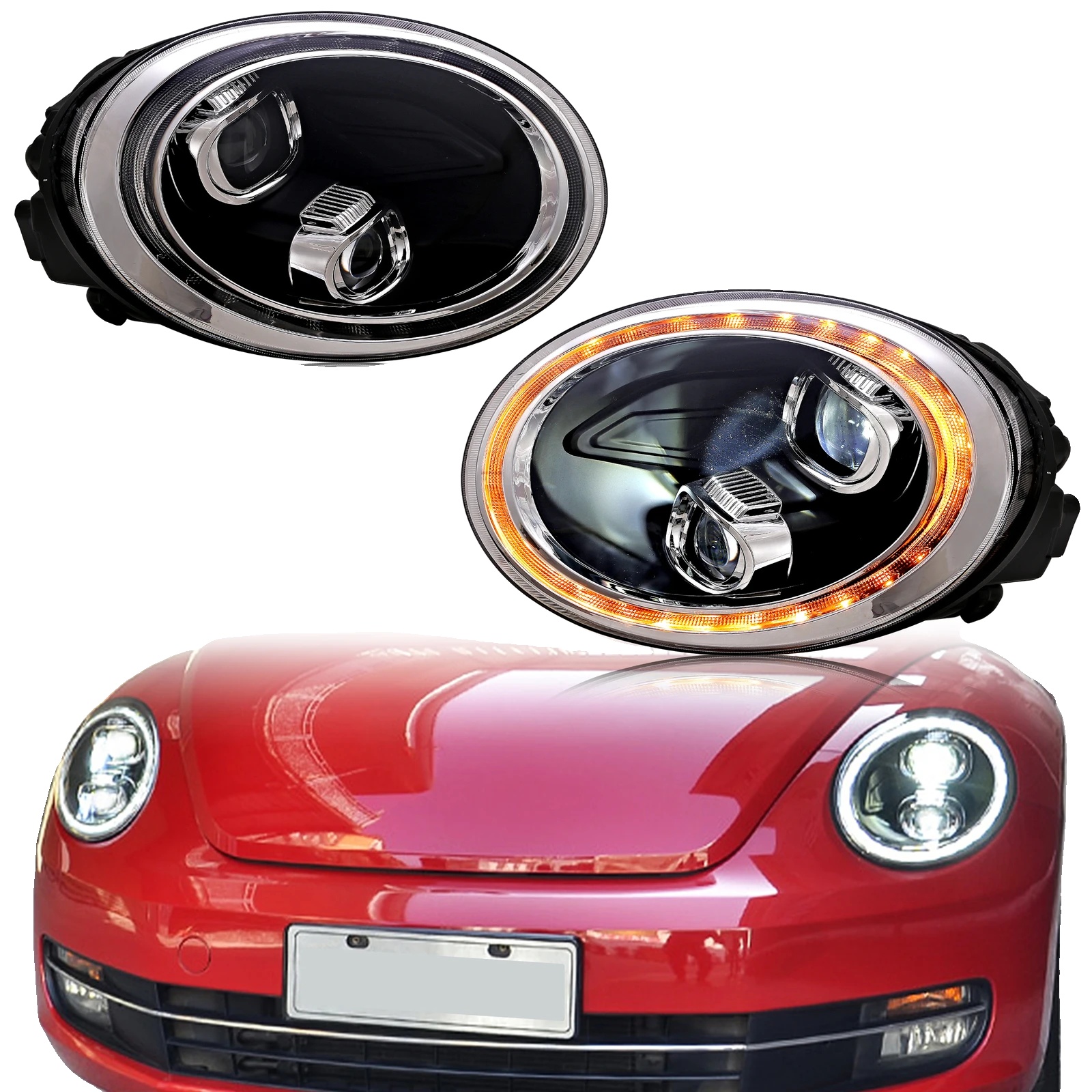 Scheinwerfergehäuse, Kompatibel Mit Vw Käfer 2011-2019, Abs-gehäuse, 12v Spannung, Plug-and-play-installation, Ip67 Wasserdicht, Sequenzielle Blinker