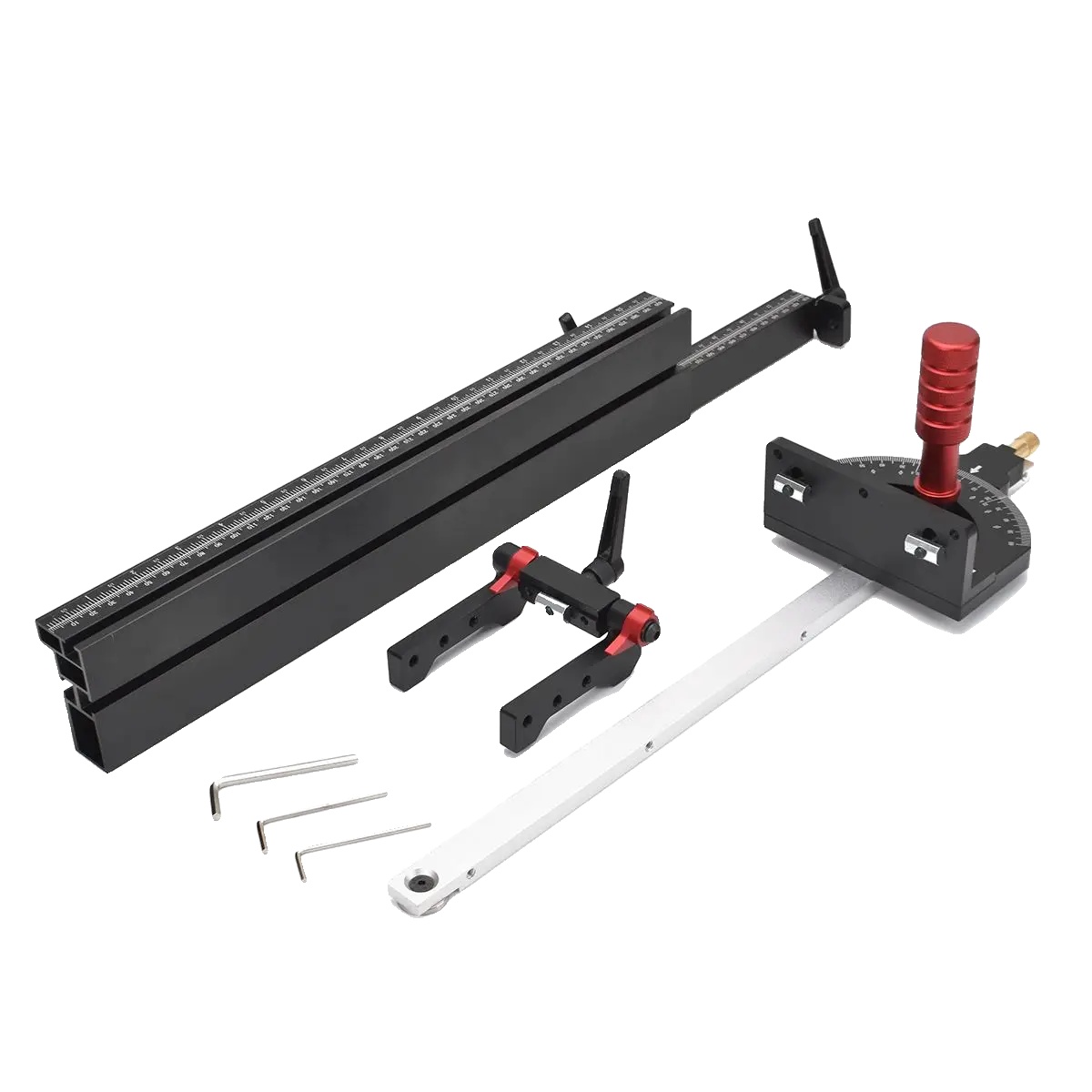 Holzverarbeitungszaun-miter-messgerät, 400-765mm Zaungröße, Winkelverstellbereich 0-60°, Schnelle Winkelverstellungen 15° 22,5° 45°,