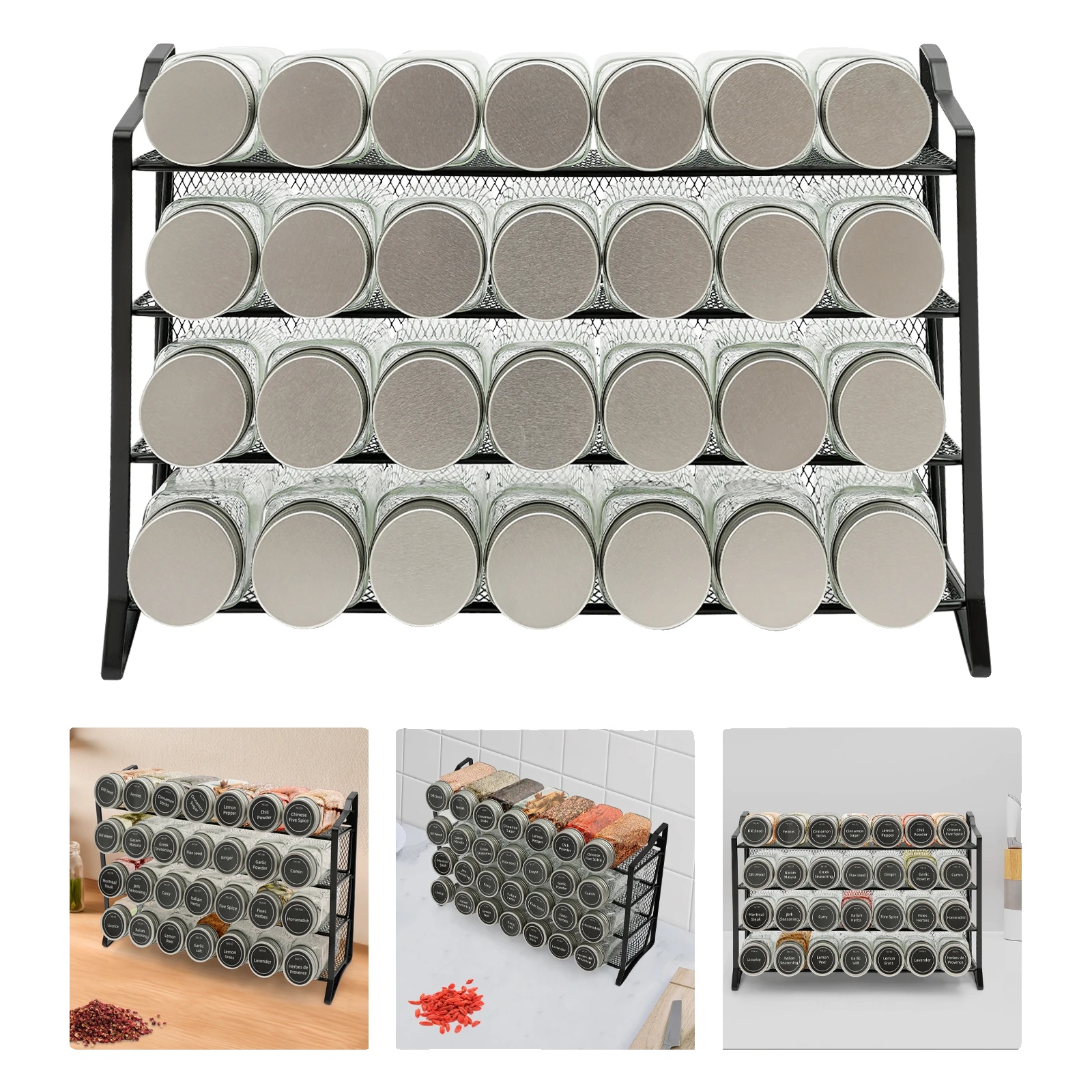 Gewürzregal, 4-stufiger Organizer, Modernes Design, 4-stufig