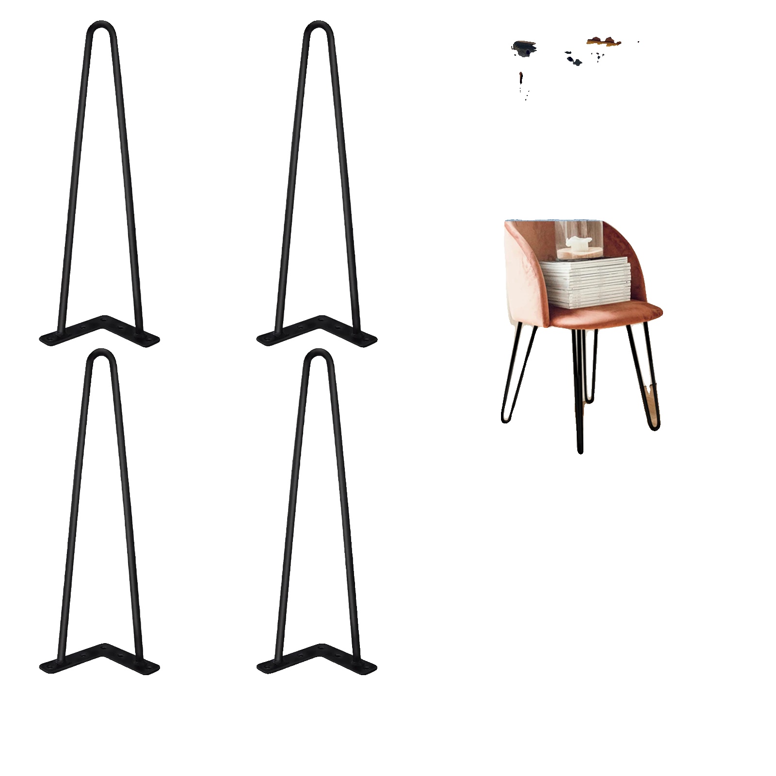 Tischbeine, Set Von 4, Haarnadel-design, 16zoll - 2 Stangen