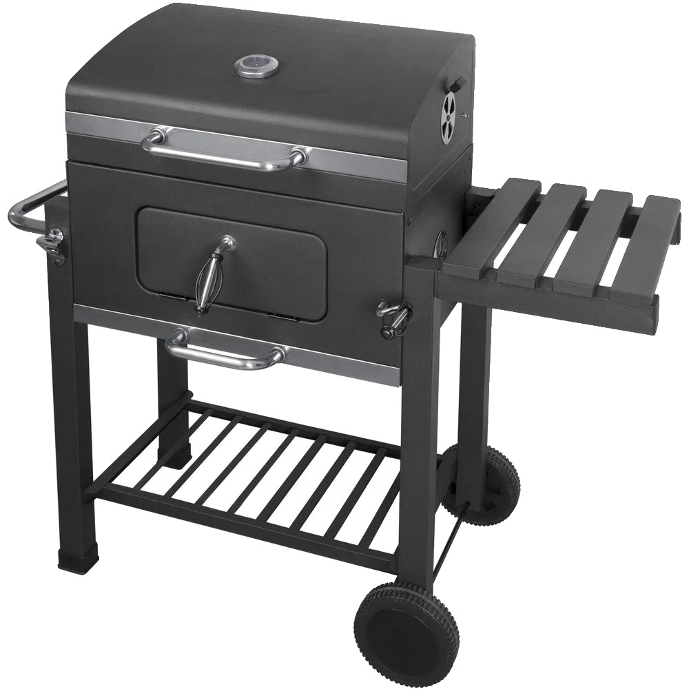 Holzkohlegrill, Montagegröße 110x100x46 Cm, Metallgrill 58x42 Cm, Rundgrill 30,5 Cm, Oberer Grill 54x22 Cm, Höhenverstellbare Kohleschale 10-25 Cm
