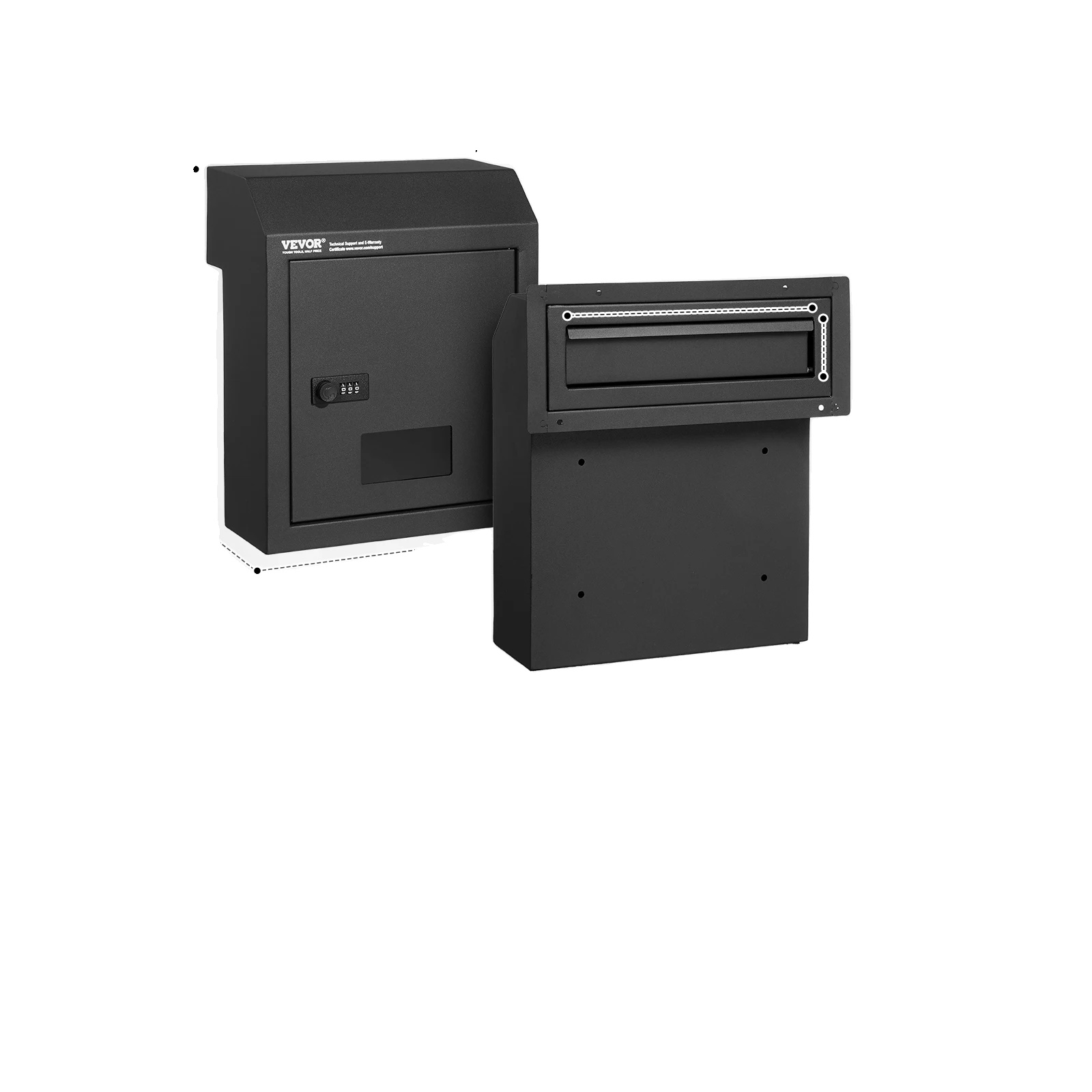 Briefkasten, Schwerlaststahlplatte, Kombinationsschloss, Schwarz