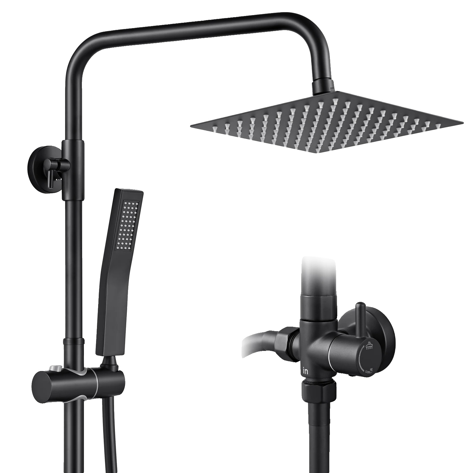 Duschsäule, 304 Edelstahl, Wandmontage-design, Schwarz