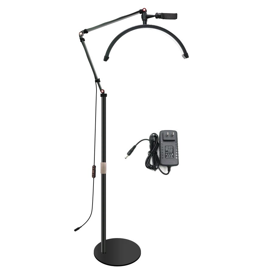 Led Halbmondlicht, Einstellbare Helligkeit, Universeller Handyhalter, Schwarz, Eu