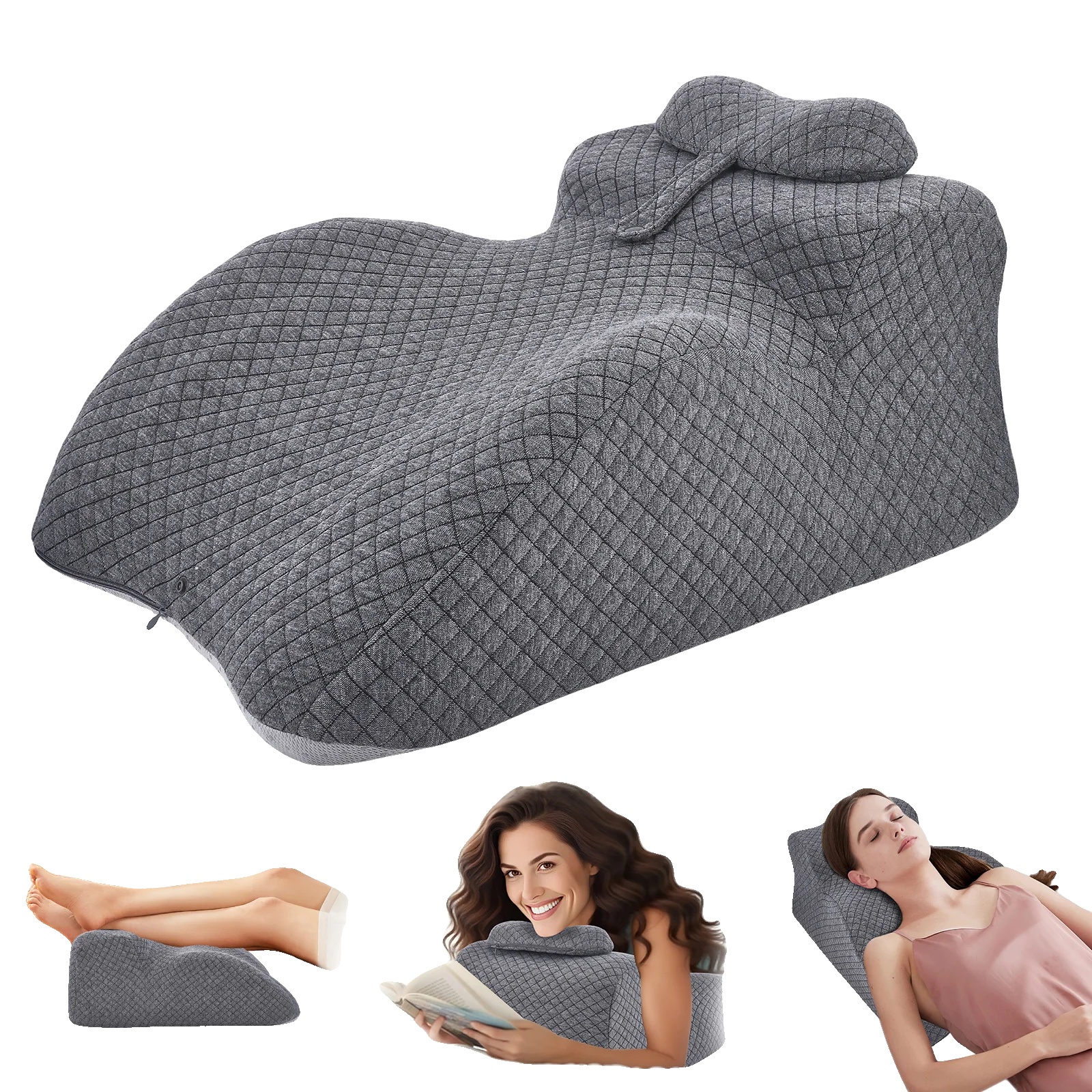 Rückenstützkissen, Memory Foam, Vielseitige Unterstützung, Schwarz