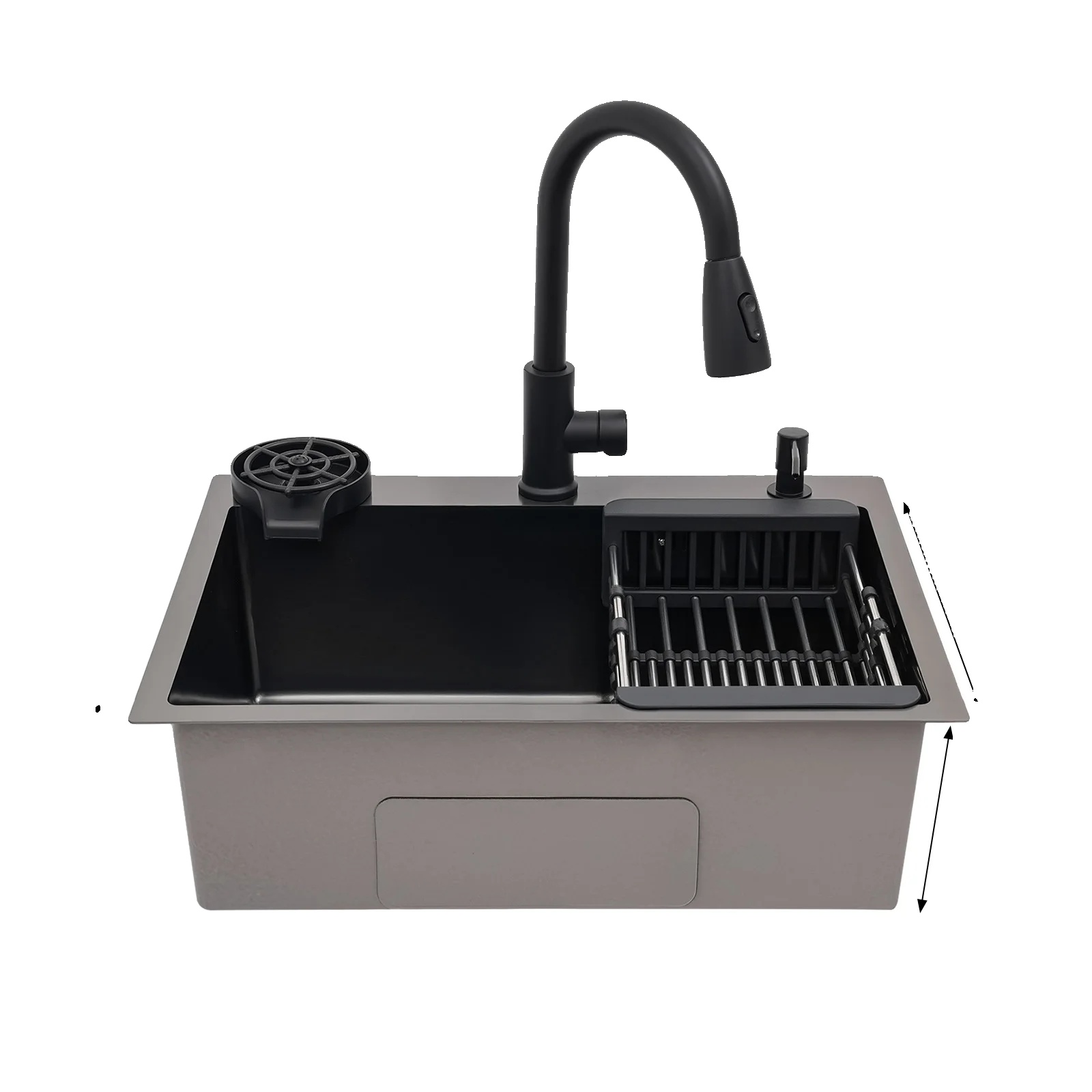 Küchenspüle, Ausziehbarer Wasserhahn, Einzelne Schüssel, 1