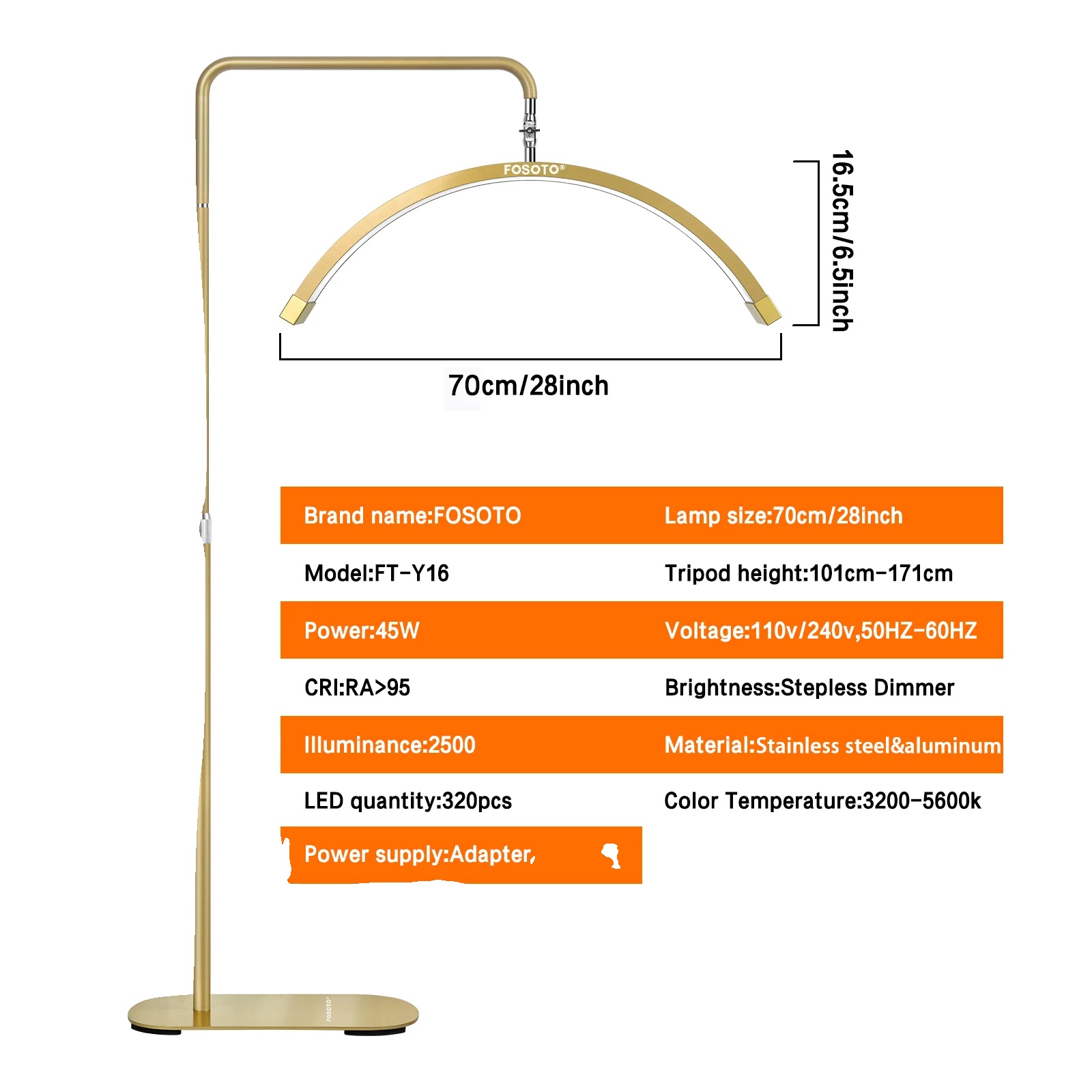 Halbmondlampe, Verstellbare Winkel, Multifunktionales Design, Gold Kein Diamant