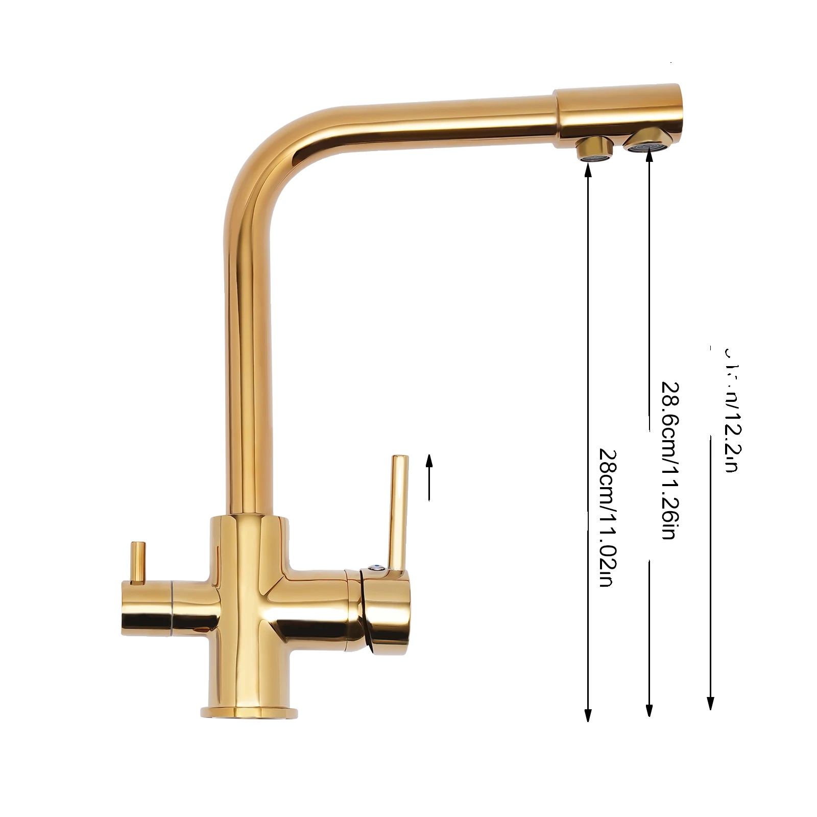 Küchenarmatur, 3-wege-design, Langlebiges Messing Und Edelstahl, Gold