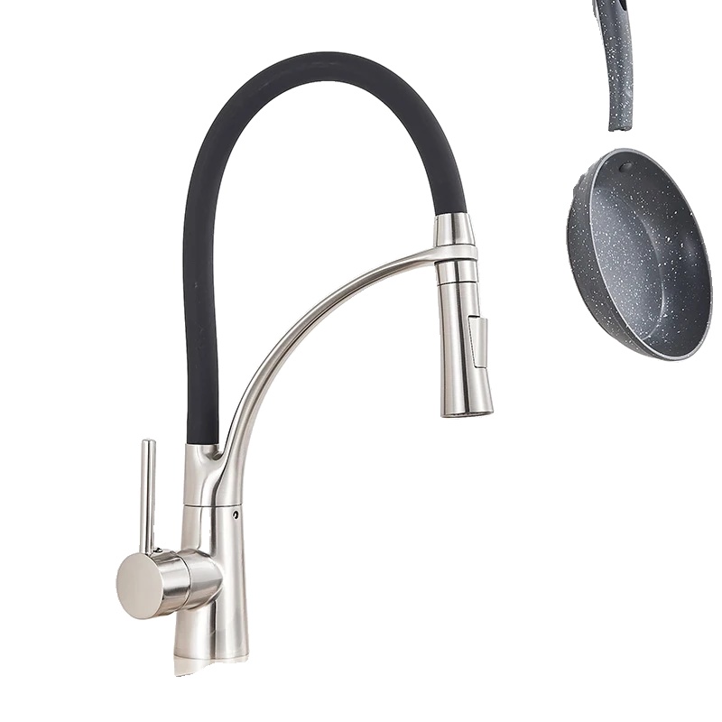 Küchenarmatur, Ausziehbare Sprühdüse, Einhebel-design, Bürstetes Nickel