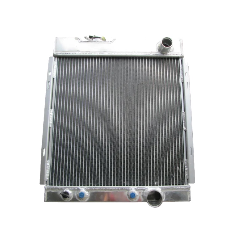 Vollaluminium-kühler, Kernmaß 430mm X 420mm X 56mm, Gesamtmaß 500mm X 540mm X 65mm, Einlassdurchmesser 38mm, Auslassdurchmesser 45mm, 3 Reihen