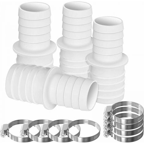 4 X Schlauchverbinder, Pool-schlauchadapter-set Mit 8 Schlauchadapter-clips (32 Mm Bis 38 Mm Durchmesser)
