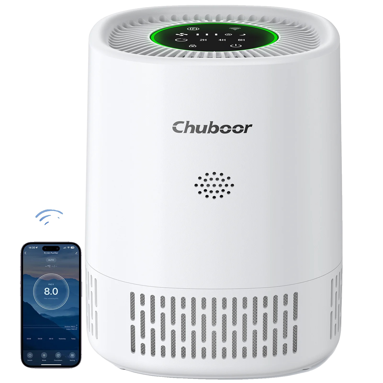 Luftreiniger, H13 Hepa-filter, Intelligente Steuerungsfunktion, Weiß-wifi, 1.5kg-b
