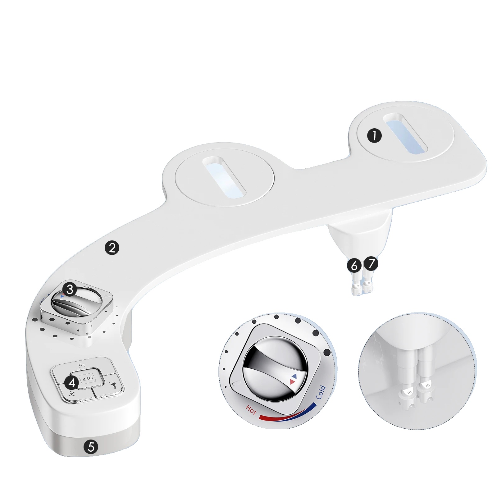 Bidet-aufsatz, Doppeldüsen-design, Einstellbarer Druck Und Temperatur, Eu-standard