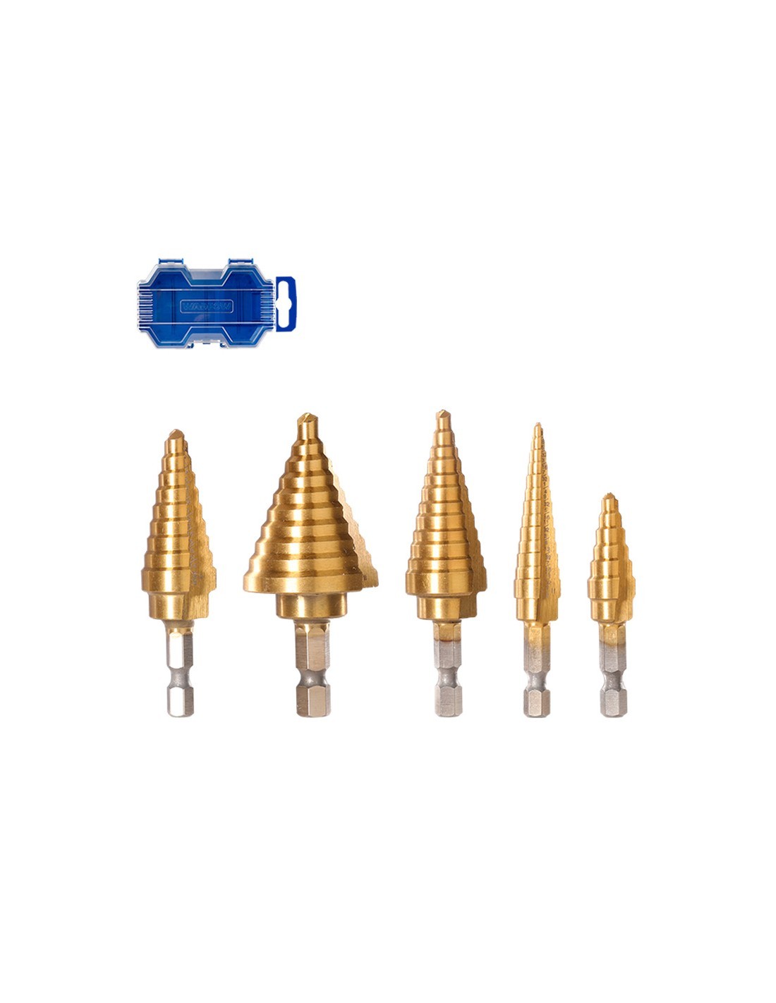 Wadfow 5-teiliges Stufenbohrer-set Mit Sechseckigem Griff Und Etui