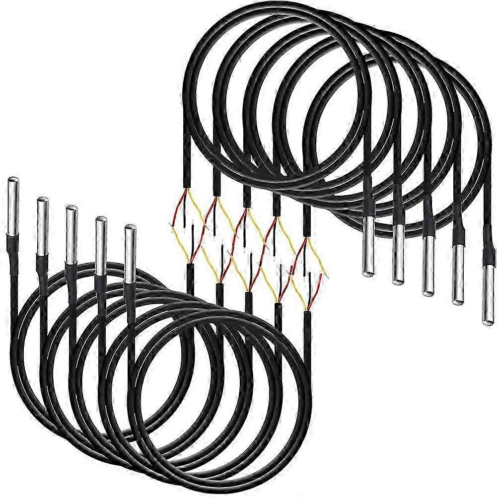 10 Stück Wasserdichte Ds18b20 Temperatursensoren, Digitales Temperaturkabel (-55 Bis +125 °c) – 1 Meter/3,2 Fuß – Jxlgv