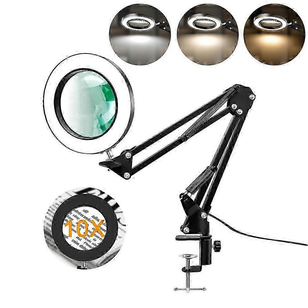 10-fache Vergrößerung, 2-in-1 Led-lupe Mit Licht, Freihändige Leuchtlupe Mit 3 Farbmodi – Jxlgv