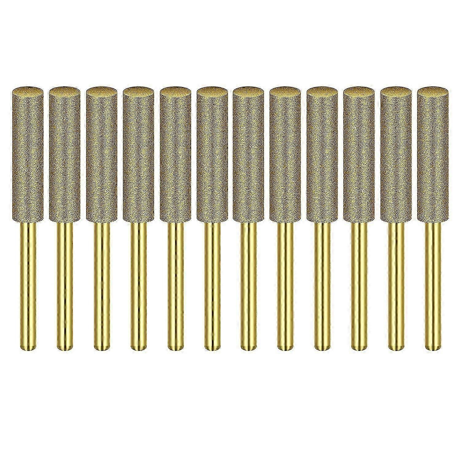 12-teiliges Set Schleifaufsätze Zum Schärfen Von Sägeketten, 4,8 Mm, Titanbeschichtet, Aus Jade-schmirgelmaterial, Zum Schleifen Von Jade Und Glas (scu-jxlgv)