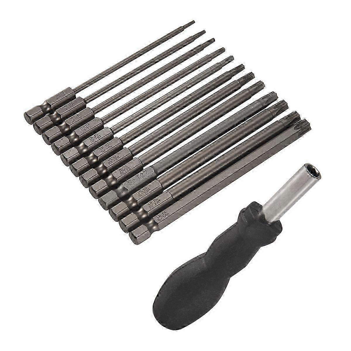 13-teiliges Set Mit 100 Mm Langen Torx-schraubendreherbits, Magnetisches Torx-bit-set T6-t40, 1/4-zoll-sechskantschaft, Electri-jxlgv