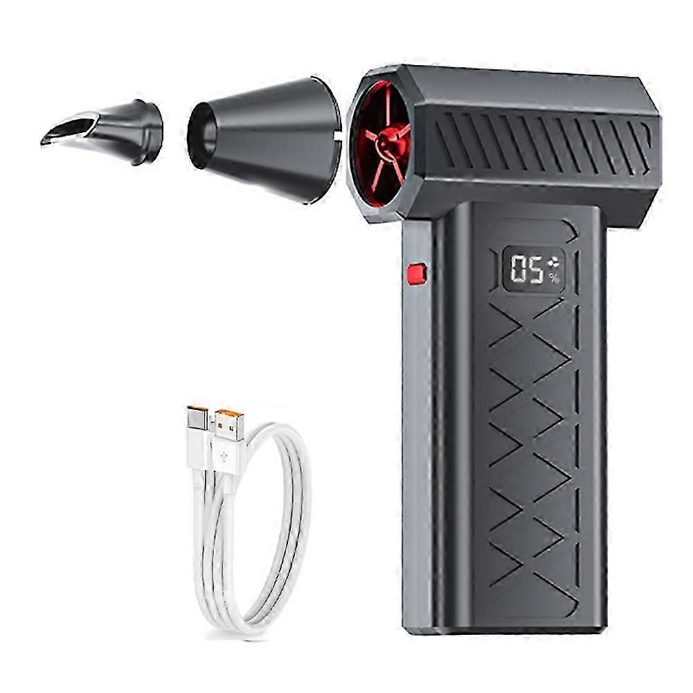 130.000 U/min Hochleistungs-elektro-luftstäuber, 6 Geschwindigkeitsstufen, Tragbarer Staubbläser Mit Led-licht, Sicherheitshammer, Mini-turboventilator B (schwarz)-jxlgv
